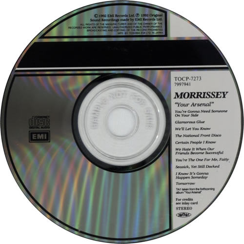 Morrissey Your Arsenal Japanese Promo CD album (CDLP) (54655)